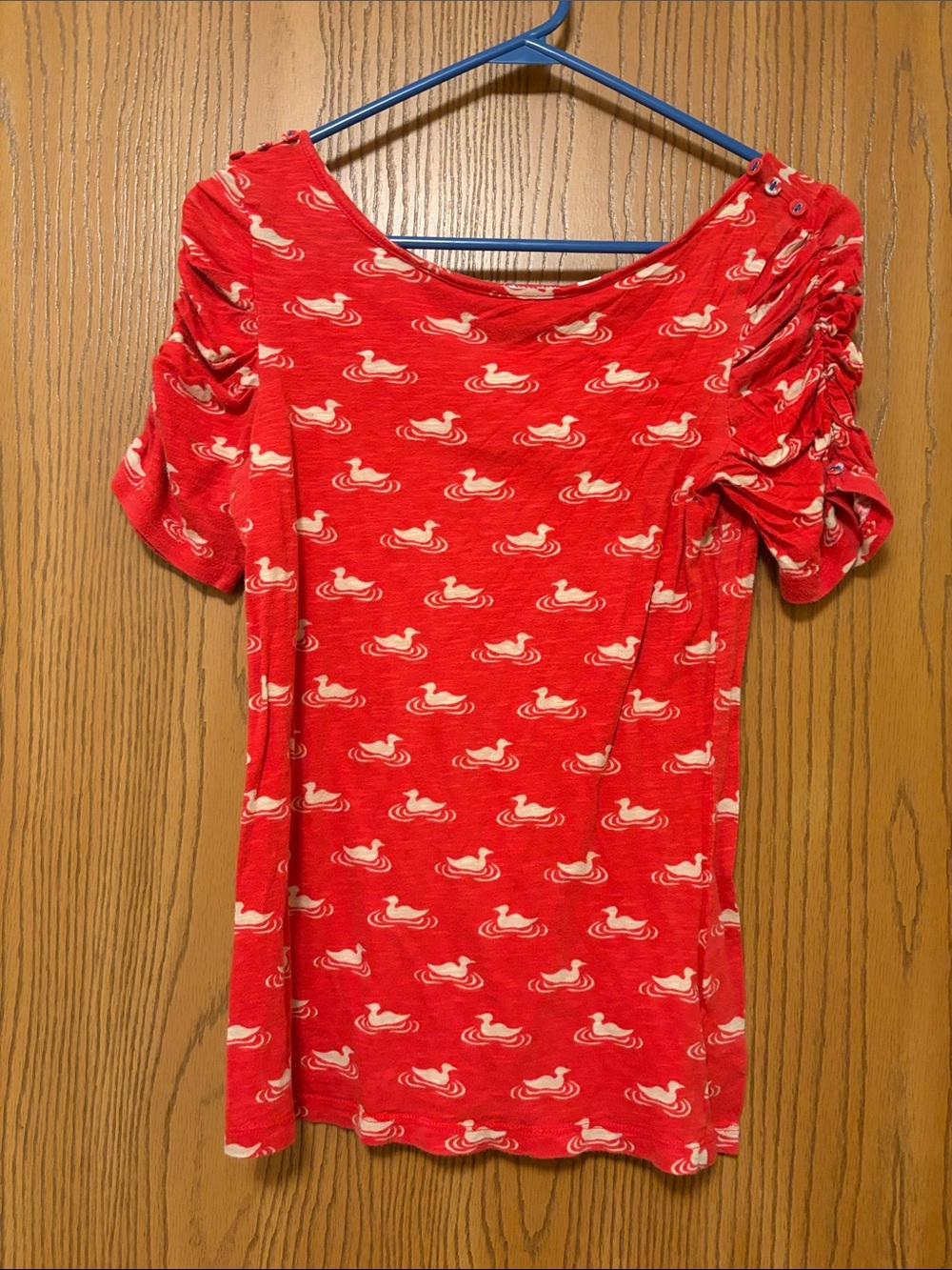 Anthropologie Duck-Print Women's Short Sleeve Top